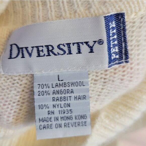 Diversity Vintage Women's Argyle Turtleneck Sweater Lambswool Angora - Picture 7 of 12